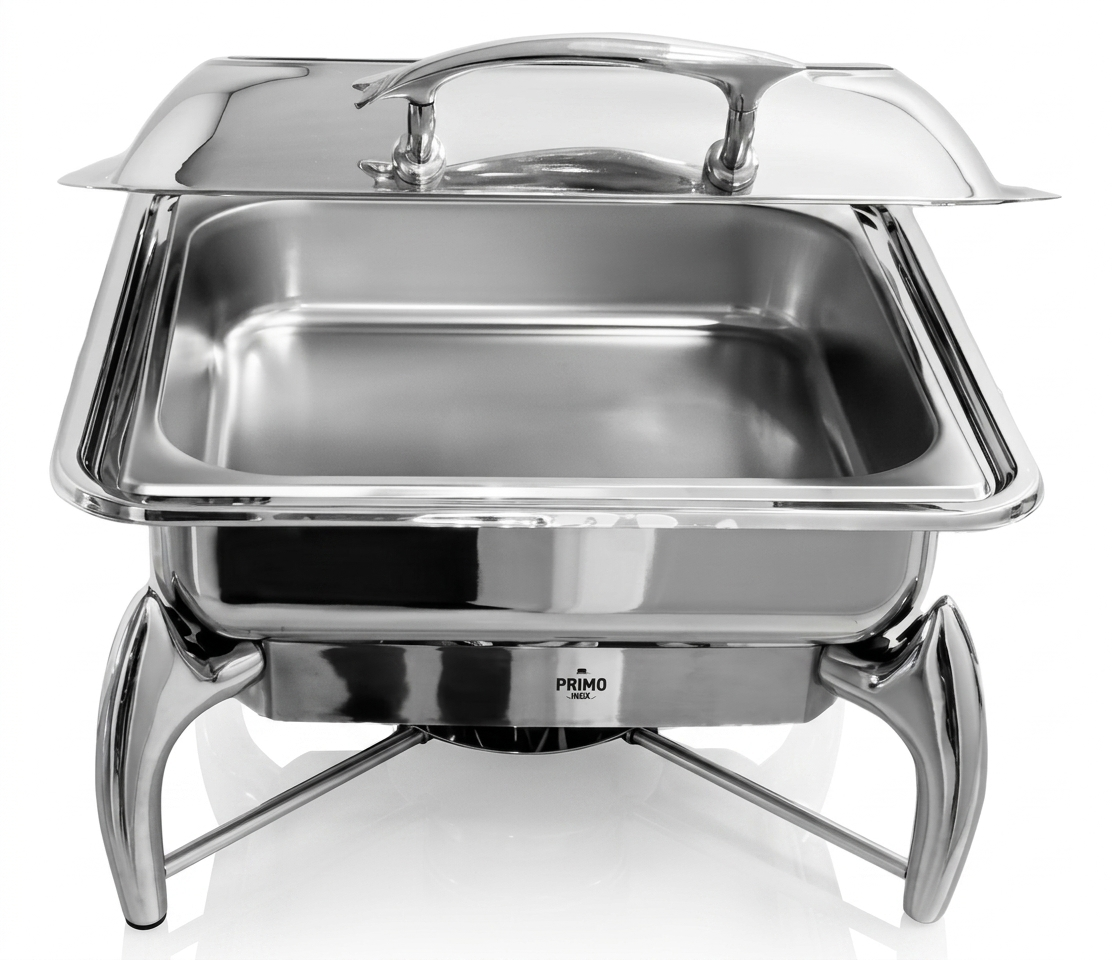 Rechaud Quadrado Em Aço Inox Com Tampa Basculante Luxo - Imagem 6